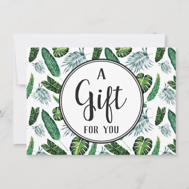 Carte Certificat cadeau Feuille de palme de feuillage tr (Devant)