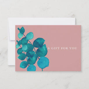 Carte Certificat Cadeau Feuilles d'Eucalyptus Rose Pouss