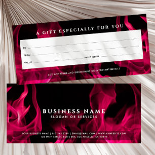 Carte Certificat Cadeau Flammes Roses Modernes Gras