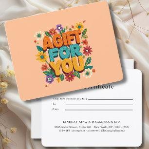 Carte Certificat Cadeau Fleur Orange Rétro