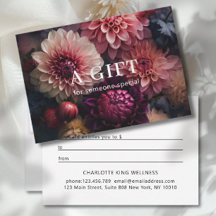 CARTE CERTIFICAT CADEAU FLEURS MODERNES POUR ENTREPRISE