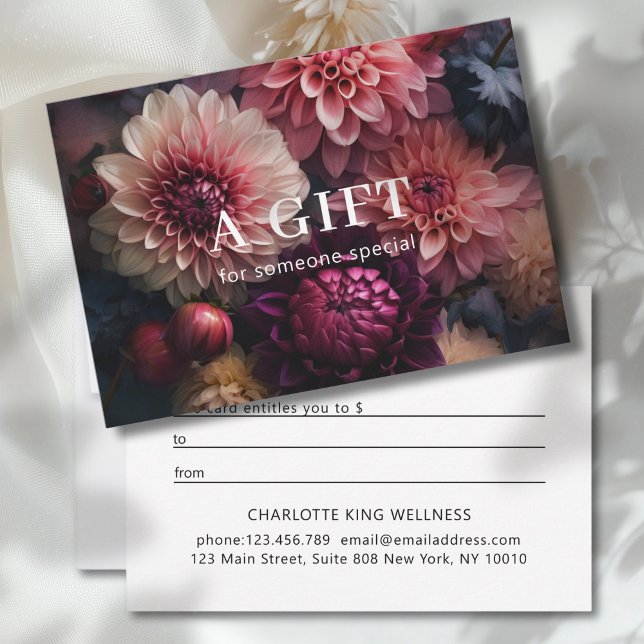 CARTE CERTIFICAT CADEAU FLEURS MODERNES POUR ENTREPRISE  (MODERN FLOWER BUSINESS GIFT CERTIFICATE)
