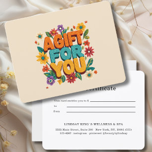 Carte Certificat Cadeau Floral Rétro Beige