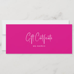 Carte Certificat cadeau Fuchsia client de salon