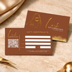 Carte Certificat Cadeau Glamour Or et Marron pour Techni