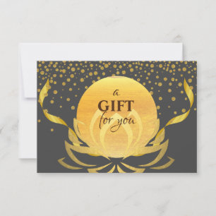Carte Certificat cadeau Gold Lotus Flower Yoga Healing