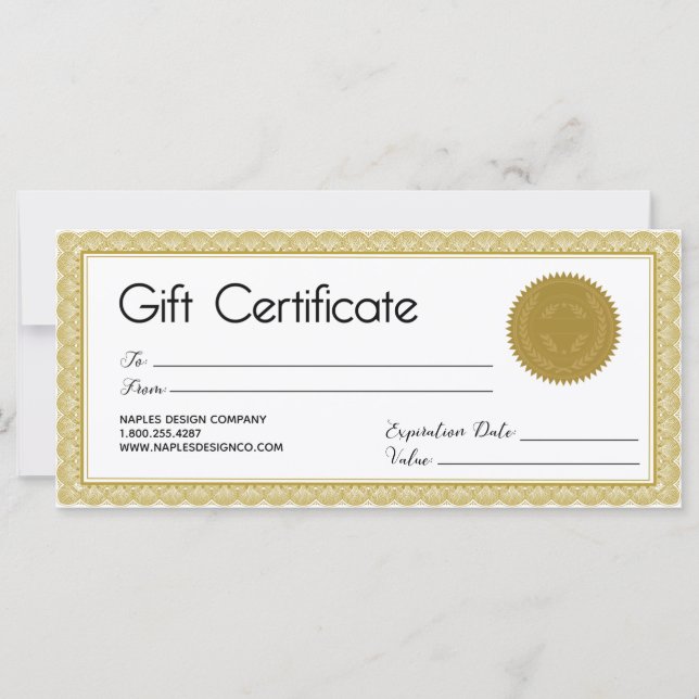 Carte Certificat cadeau Golden Seal (Devant)