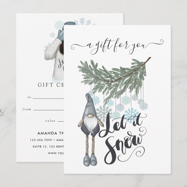 Carte Certificat cadeau hiver neige (Devant / Derrière)