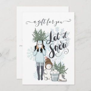 Carte Certificat cadeau hiver neige