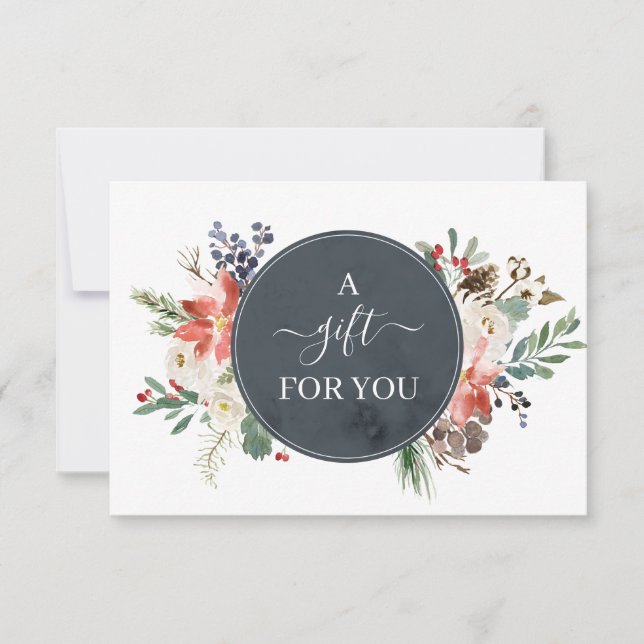 Carte Certificat cadeau Holly Berry & Floral Blossom (Devant)