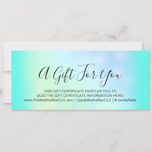 Carte Certificat Cadeau Holographe Coiffeur Lash de maqu