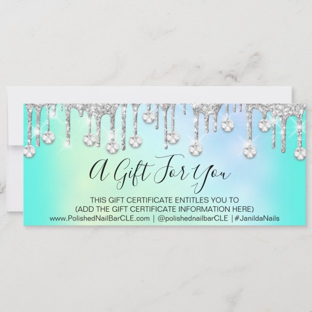 Carte Certificat cadeau Holographe Parties scintillant D (Devant)