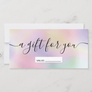 Carte Certificat cadeau holographique moderne en dégradé