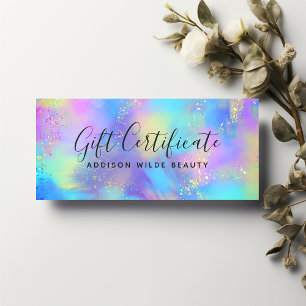 Carte Certificat cadeau Holographique Opal Iridescente
