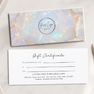 Carte Certificat Cadeau Holographique Opale Luxe Logo