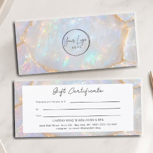 Carte Certificat Cadeau Holographique Opale Luxe Logo