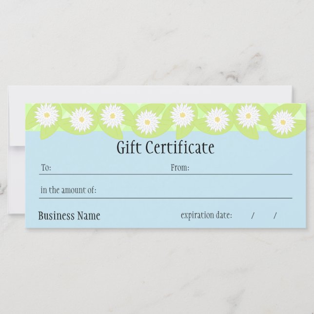 Carte Certificat cadeau Lily Pad (Devant)