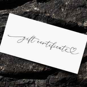 Carte Certificat Cadeau Logo Entreprise Écriture Cœur Si