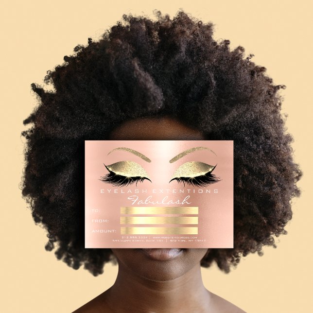Carte Certificat Cadeau Lux Lashes Rose Gold Makeup (Lux Lashes Pink Rose Gold Makeup Certificate Gift )