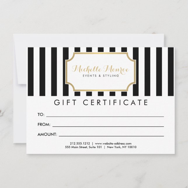Carte Certificat cadeau Luxe Bold Stripes (Devant)