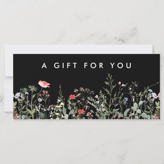 Carte Certificat cadeau Meadow Fleur sauvage noir (Devant)
