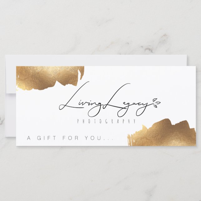 Carte CERTIFICAT CADEAU | Minimaliste de pinceau d'or (Devant)