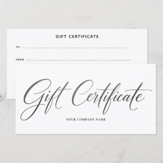 Carte Certificat Cadeau Minimaliste Élégant