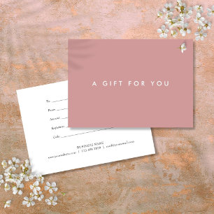 Carte Certificat cadeau minimaliste Gras Dusty Rose rose