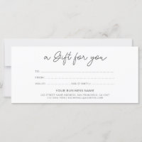 Certificat cadeau minimaliste moderne Script