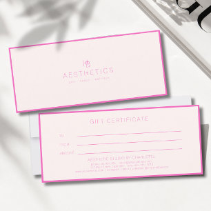 Carte Certificat Cadeau Minimaliste Monogramme Beige-Ros