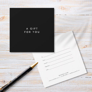 Carte Certificat Cadeau Minimaliste Noir et Blanc Gras