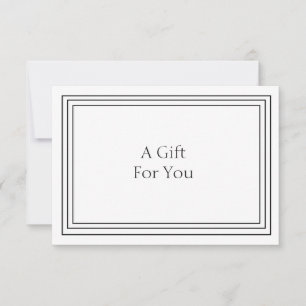 Carte Certificat cadeau minimaliste simple noir et blanc