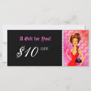 Carte Certificat cadeau mode Bijoux Zebra dentelle rose