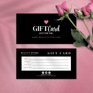 Carte Certificat cadeau moderne chic noir et blanc