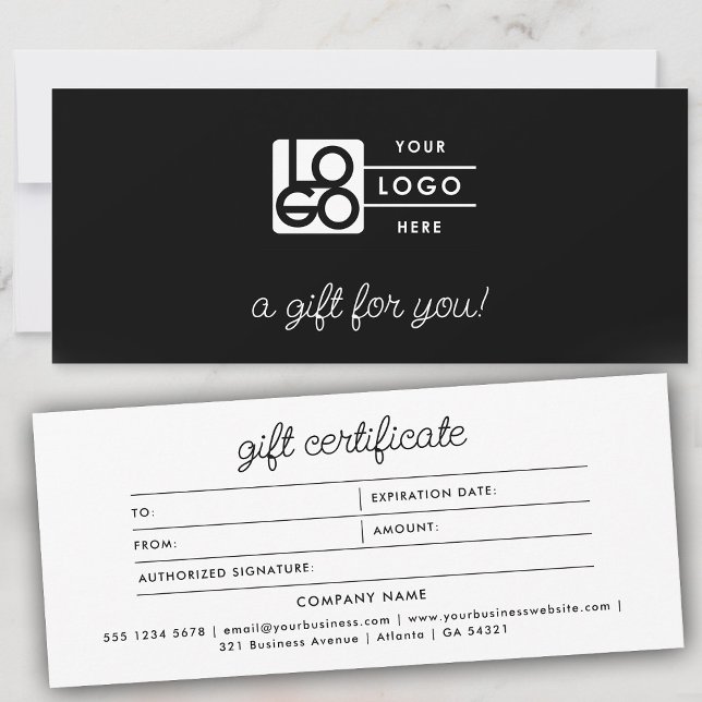 Carte Certificat Cadeau Moderne Écriture Minimaliste (Logo Minimalist Script Modern Gift Certificate)