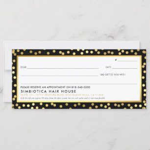 Carte CERTIFICAT CADEAU moderne points glam faux or noir