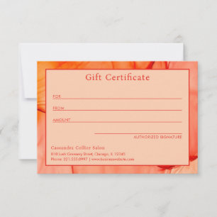 Carte Certificat cadeau moderne Red Orange Élégant