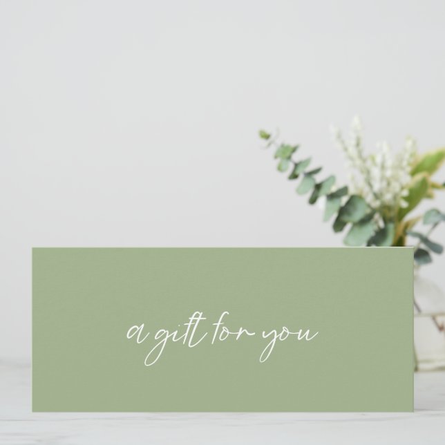 Carte Certificat cadeau moderne Sage vert contemporain (Debout devant)