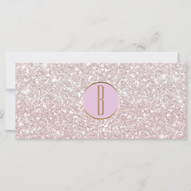 Carte Certificat Cadeau Monogramme Doré Paillettes Blanc (Devant)