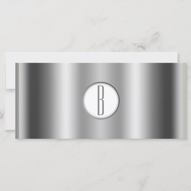 Carte Certificat cadeau Monogramme Silver White brillant (Devant)