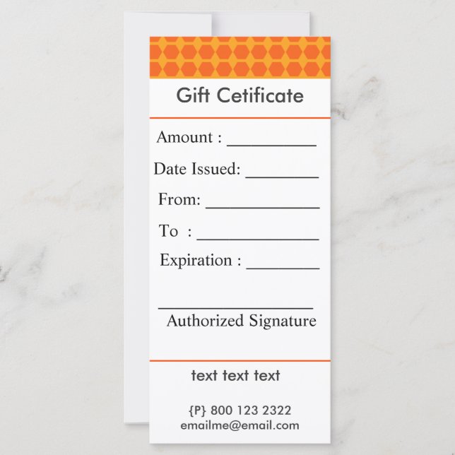 Carte Certificat cadeau Motif de BeeHive géométrique Sac (Devant)