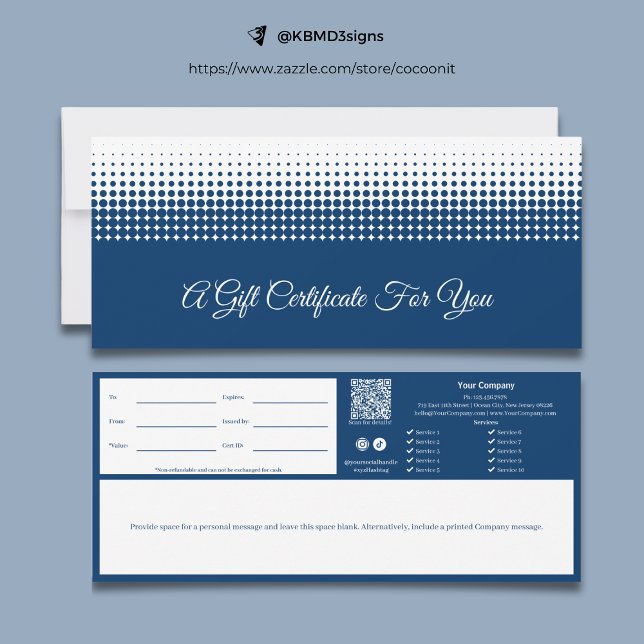 Carte Certificat cadeau Motif demi-ton élégant (Elegant Half Tone Pattern Gift Certificate, 4x9.25)