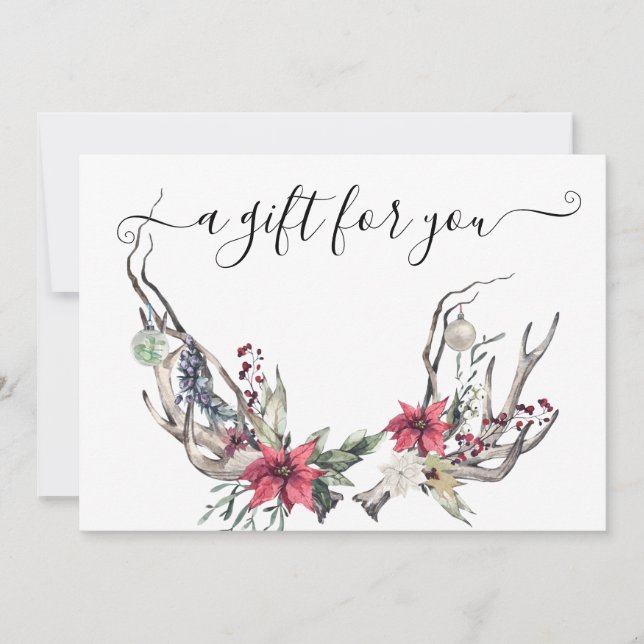 Carte Certificat cadeau Noël Boho Horns Floral (Devant)