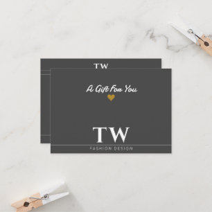 Carte Certificat cadeau noir du concepteur de mode
