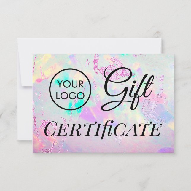 Carte certificat cadeau opale faux papier (Devant)