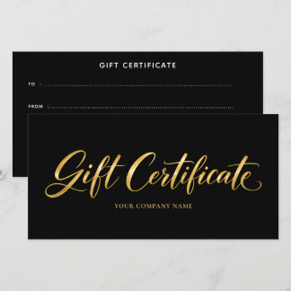 Carte Certificat Cadeau Or Élégant