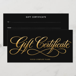 Carte Certificat Cadeau Or Élégant