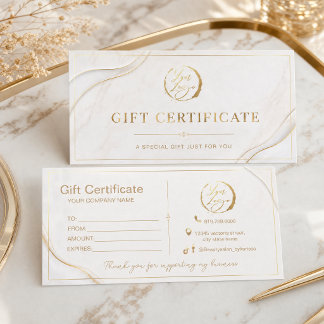 Carte Certificat Cadeau Or Élégant | Luxe