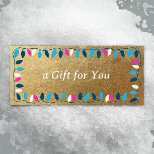 Carte Certificat cadeau or Retro Christmas Lights