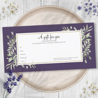 Certificat Cadeau Or Vert Feuillage